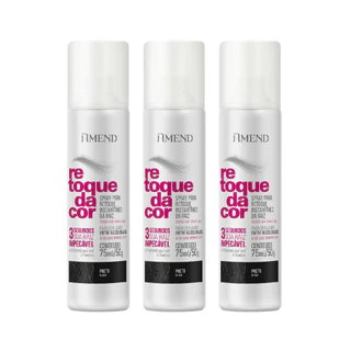 Kit 3 Spray Capilar Retoque Raiz Instantaneo Preto Amend