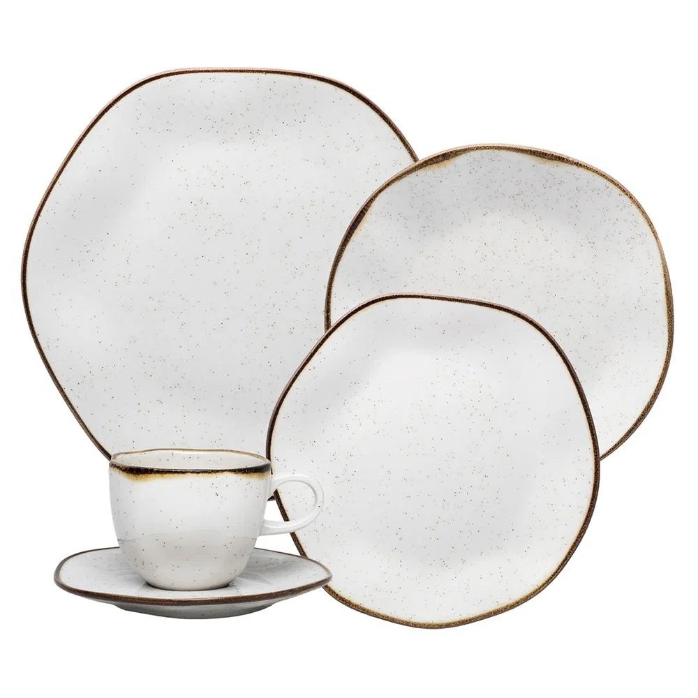 Aparelho de Jantar Porcelana 20 peças Ryo Maresia Oxford.