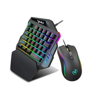 TECLADO UMA MAO E MOUSE GAMER ERGONOMICO LUMINOSO LED