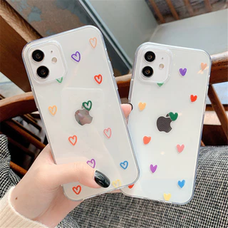 Capa Macia TPU Soft Case Coração De Amor Fofo Transparente Para iPhone 11 Pro Max 12 13 14 Mini X XR XS