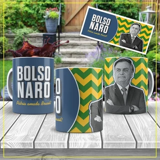 Caneca Porcelana Eleição Política Bolsonaro 1 325ml - Branca