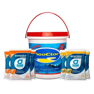Kit Limpeza Piscina Cloro 10 Kg + 3 Elevador Ph + 3 Sulfato em Oferta na Shopee