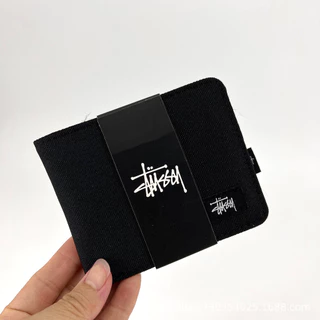 2024 Stussi Carteira Curta Oxford Pano À Prova D'água Bolsa De Moedas Multifuncional Clássica De Lona Homens Com Duas Carteiras Para Presente