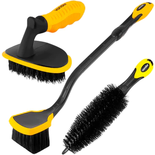 Kit Jogo De Escovas Manuais 3 Peças Automotivas Limpeza Rodas Pneus Multiuso Geral Carro Moto Bike