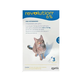 Antipulgas Revolution Gatos 2,6kg A 7,5kg - 3 Pipetas