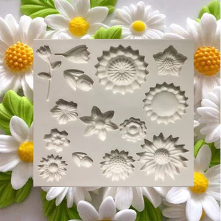 Molde De Silicone Girassol Flores P/ Confeitaria E Biscuit