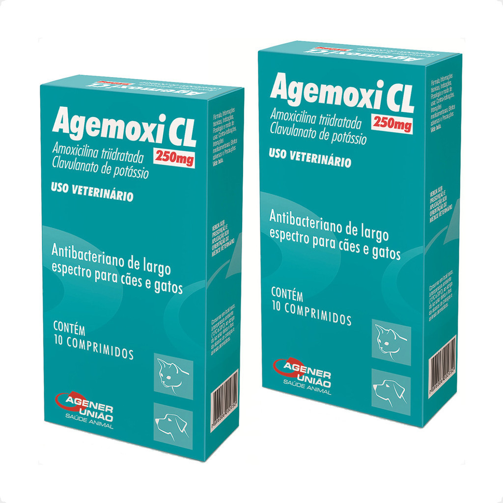 Kit com 2 Agemoxi Cl 250 Mg Antibiótico Agener 20 Comprimidos infecção ...