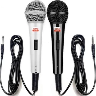 Kit Microfone Profissional Com 2 Unidades Com Fio Dinâmico Lelong LE-901