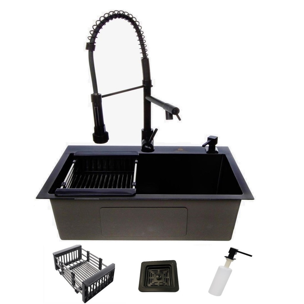 Cuba Gourmet Cozinha Aço Inox 60x40 Preta E Torneira Gourmet