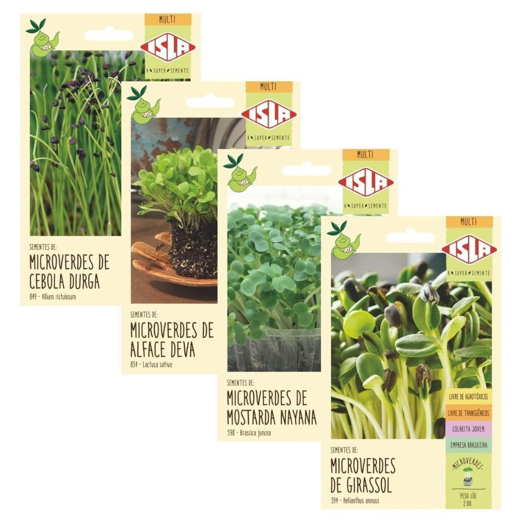 Kit 4 Semente Multi Microverde Microgreens Sementes Para Saladas com ...