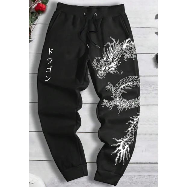 Calça Moletom Streetwer Estampada Dragão Japonês Unissex Novo!