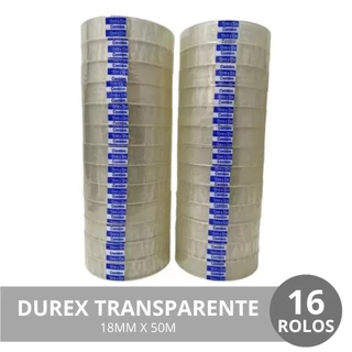 KIT 12 ROLOS DE FITA ADESIVA 18X50 - DUREX TRANSPARENTE 18MM X 50 METROS