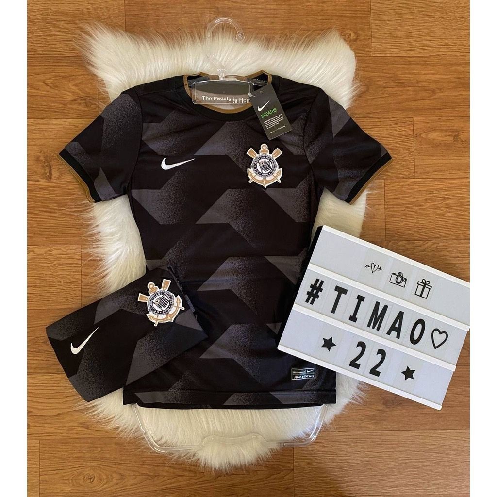 Camisa Baby Look Feminina Preta Do Corinthians | Envio Imediato + Frete Grátis !