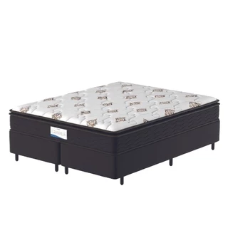 Cama Box Colchão Casal Queen Molas Ensacadas Granville Pillow Top 158x198x66cm Marrom / Branco - Suporta até 110kg por Pessoa