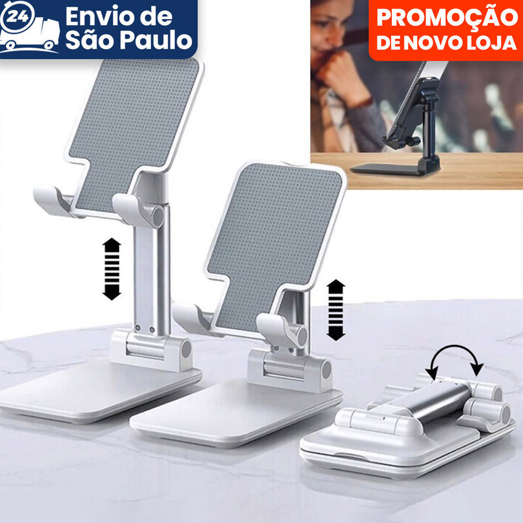 Suporte Para Celular E Tablet Dobrável Ajustável Apoio Mesa