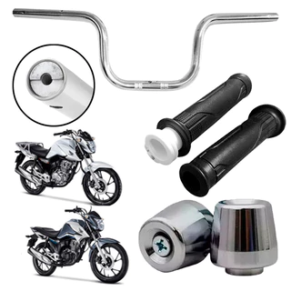 Kit Guidão + Manopla Riscadinha Roldana e Peso Pcx Cargo 160 - Todos Os Anos - Cg Titan Fan Start 125 150 (2014 - 2024)