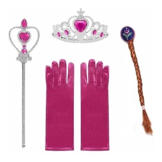 Kit Frozen Elsa E Ana Acessórios Trança Luvas Coroa Varinha em Oferta na Shopee