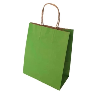 10~50 SACOLA DE PAPEL VERDE LIMÃO 21,5X17,5X8,5 (LC) REF:5005