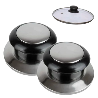 Kit 2 Puxador Inox Tampa Vidro Aço Para Panelas TP-11 Alta Qualidade Prático Vários Tipos De Tampas em Oferta na Shopee