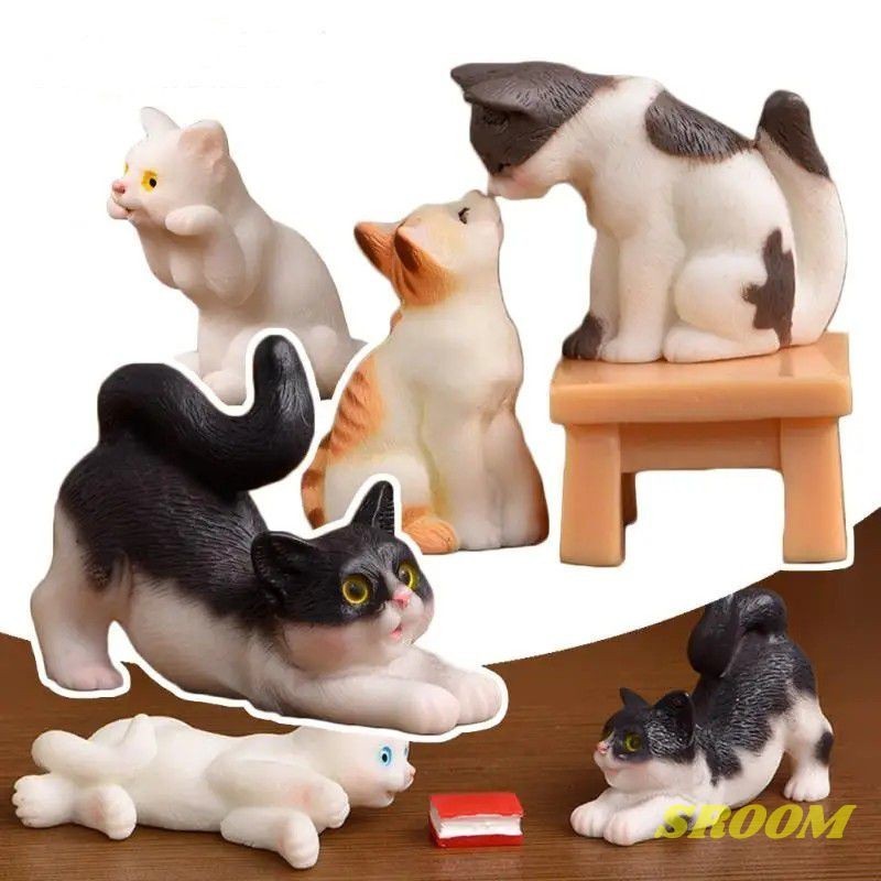 Resina Kitten and Cats Ornamento, Cartoon Kitten Figurine, Animal