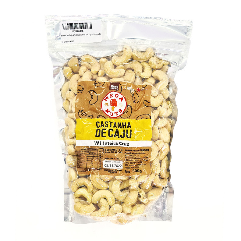 Castanha de Caju W1 Inteira Crua 500g - Natural De Primeira Qualidade ...