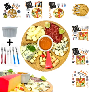 Kit Petisqueira Redonda Para Frios Com Molheira Ramekin Garfinhos para Petisco Acessórios Para Vinho