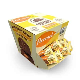 Bombom De Chocolate Ao Leite, Recheado Com Castanha De Caju, Zero Açúcar Flormel- Caixa com 216g.