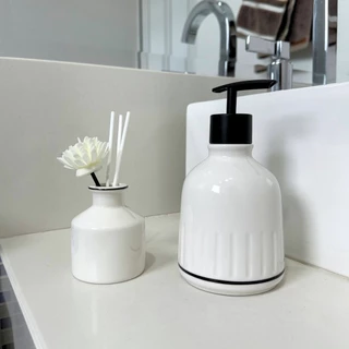 Kit Banheiro Lavabo Conjunto Saboneteira Difusor Porcelana Porcelana 2 Peças