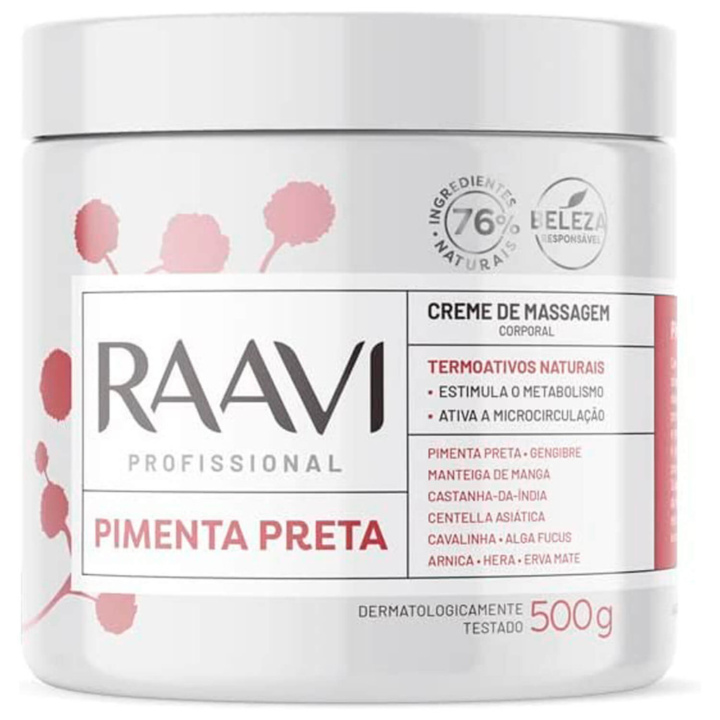 Imagem do produto Creme para Massagem Raavi Termoativo de Pimenta Preta 500g