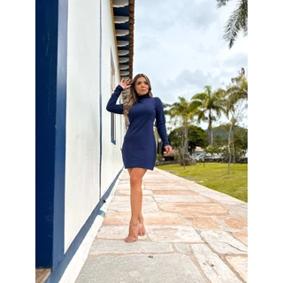 VESTIDO OLIVIA ML COM COSTA ABERTA E GOLA ALTA