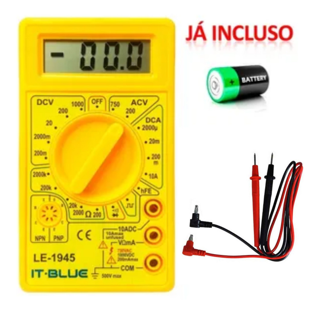 Multimetro Digital Inteligente Com Cabo Teste Led Portátil | Shopee Brasil