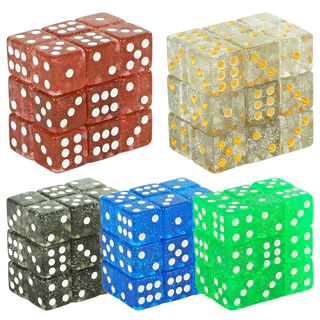 Conjunto De Dados De 6 Lados Brilhantes Para Jogo De Mesa Festa De Entretenimento De-16mm Canto Quadrado D6 Com Pontos Padrão