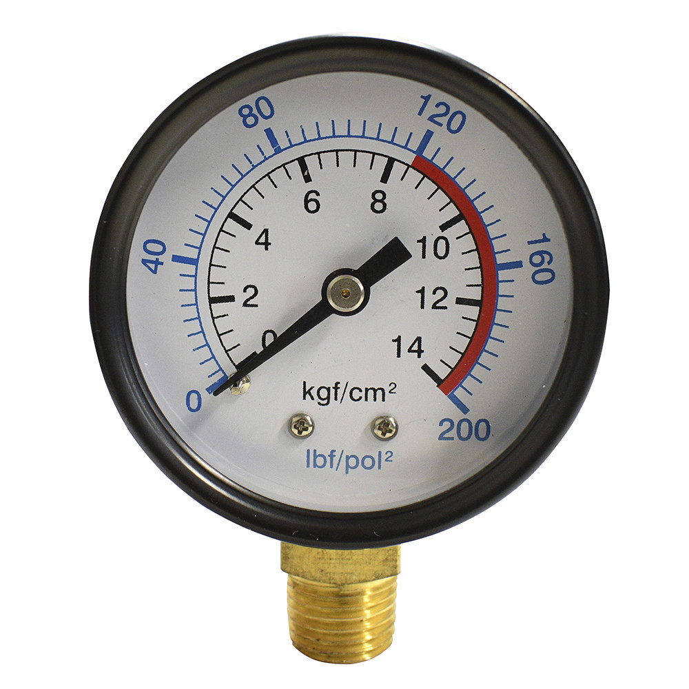 Manometro Per Compressore Aria MCD 0-200 PSI - Attacco 1/4 Maschio - Faccia 2,5 Pollici