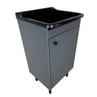 Tanque Para Lavar Roupa 22l Com Gabinete Armário 46cm Chumbo Premium