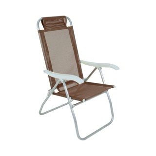 Cadeira de praia reclinável 4 posições em alumínio marrom - Prosa - Belfix