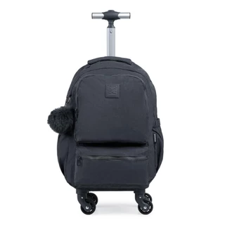Mochila Escolar Feminina de 4 Rodinhas Pop Fun II Cinza