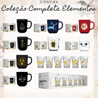 Caneca de Vidro 300ml Harry Potter – Coleção Mágica com Símbolos e Criaturas (Licenciada pela Warner Bros.)