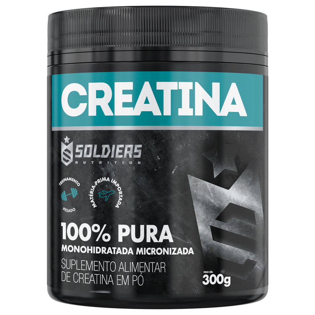 Creatina Monohidratada Pote 300g - 100% Pura Importada - Soldiers Nutrition