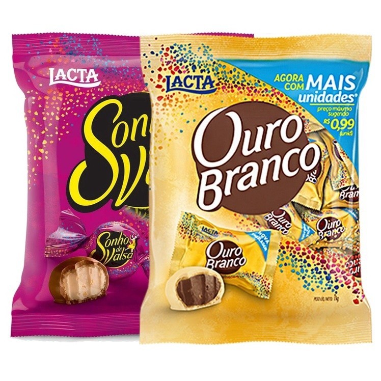 Bombom Sonho de Valsa ou Ouro Branco Pacote 1Kg Lacta