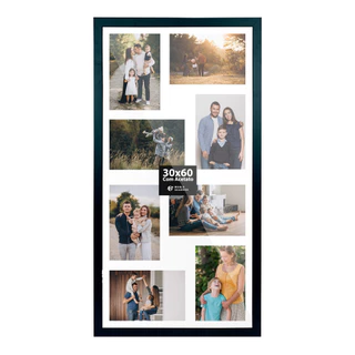 Quadro Painel Multifotos 8 Foto 10x15 Paspatur Preto 30x60 Moldura Acetato Parede Criativo Luxo