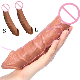 Preservativos reutilizáveis para homens, extensor do pénis, luva da pila, ejaculação macia, atrasada, brinquedos adultos do sexo, tamanho