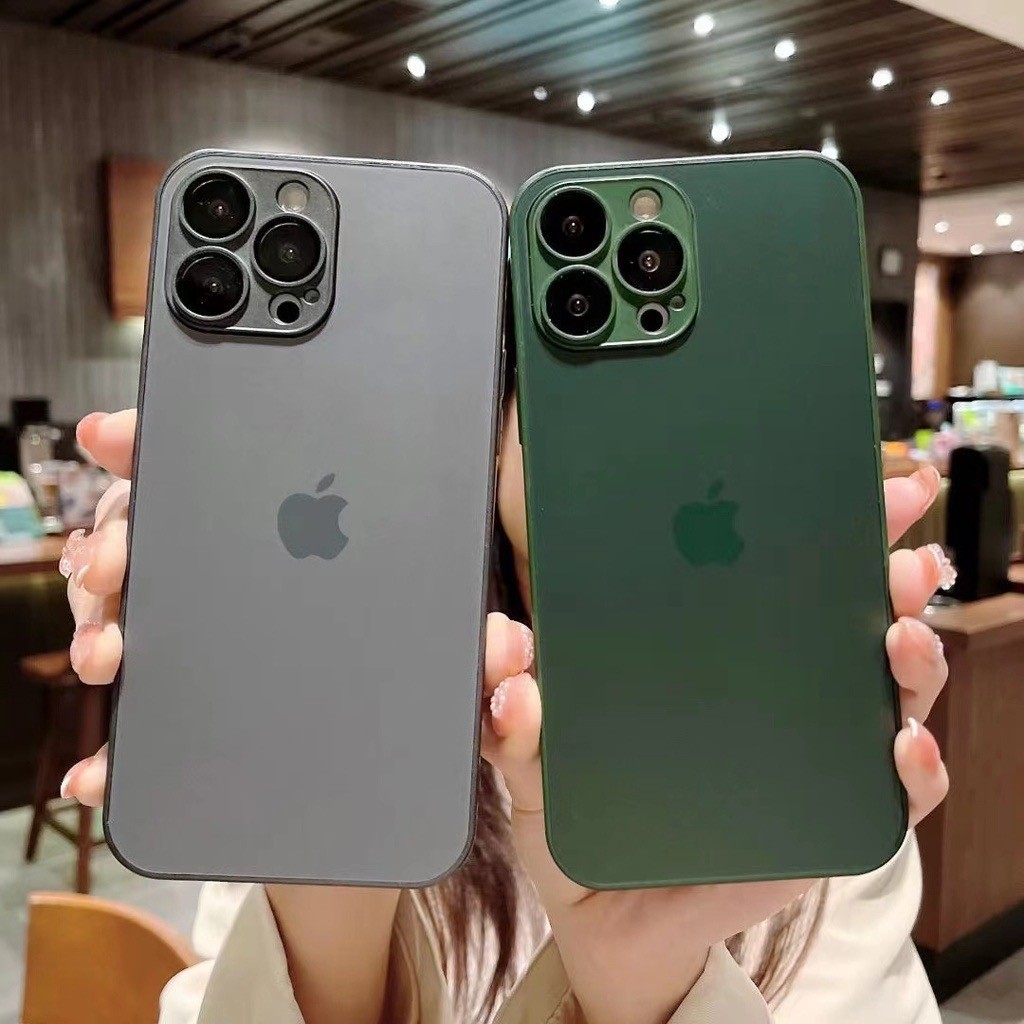 AG01 - Capinha Capa De Vidro Fosco Temperado AG Para iPhone 11 Pro Max 12 Pro Max 13 Pro Max 14 Pro Max 15 Pro Max ProMax Mais Resistente De Alta Qualidade Com Borda De Silicone Proteção de Câmera Nano