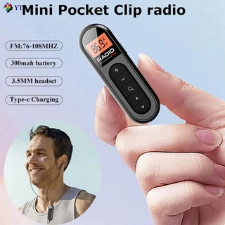 Rádio FM De Bolso Mini Pocket Recarregável Portátil 76-108MHZ Receptor De Com Visor LCD Retroiluminado Fone De Ouvido Fio De 3,5mm Fácil De Usar