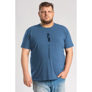 Camiseta Masculina Plus Size Meia Malha Azul