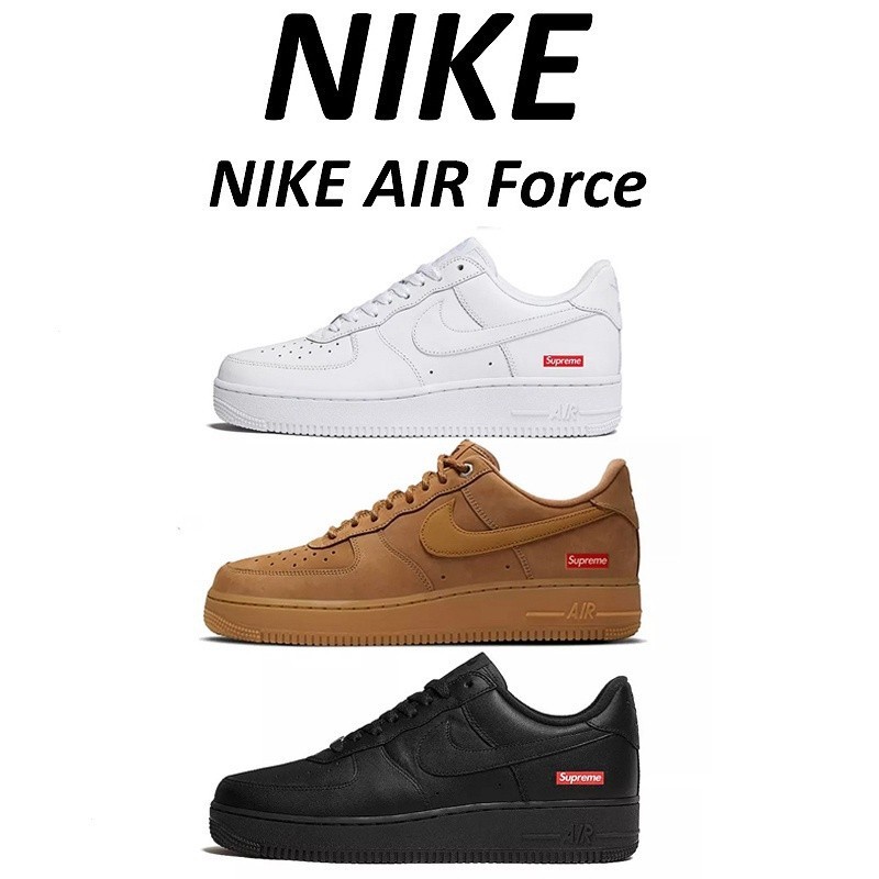 Nike Air Force 1 Supreme Low'box Logo'sneakers Tênis Masculino Feminino Branco Trigo Preto Esportivo H403