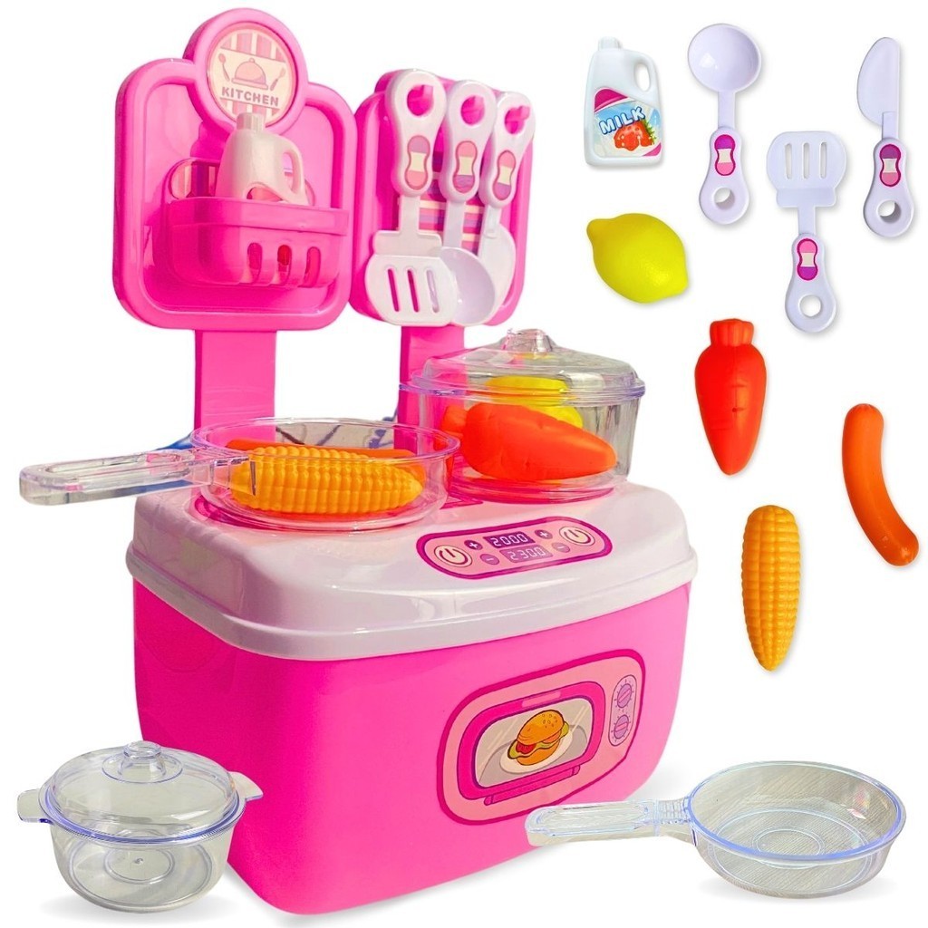 Cozinha Infantil De Brinquedo Com Pia Talheres e Panelas