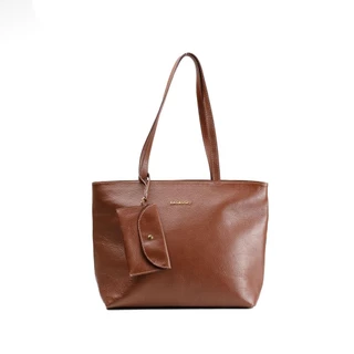 Bolsa de Ombro Feminina de Grande Tote Couro Basic Marrom