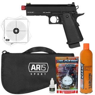 Pistola Airsoft Tag Black Whisper 6mm GBB + Capa 30cm + BBs