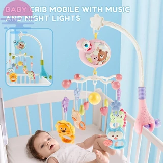 Baby Criby Mobile Com Música E Brinquedos Móveis Leves Berço Fofos Controle Remoto 360 ° Rotação Musical Para Bebês SHOPSKC1999