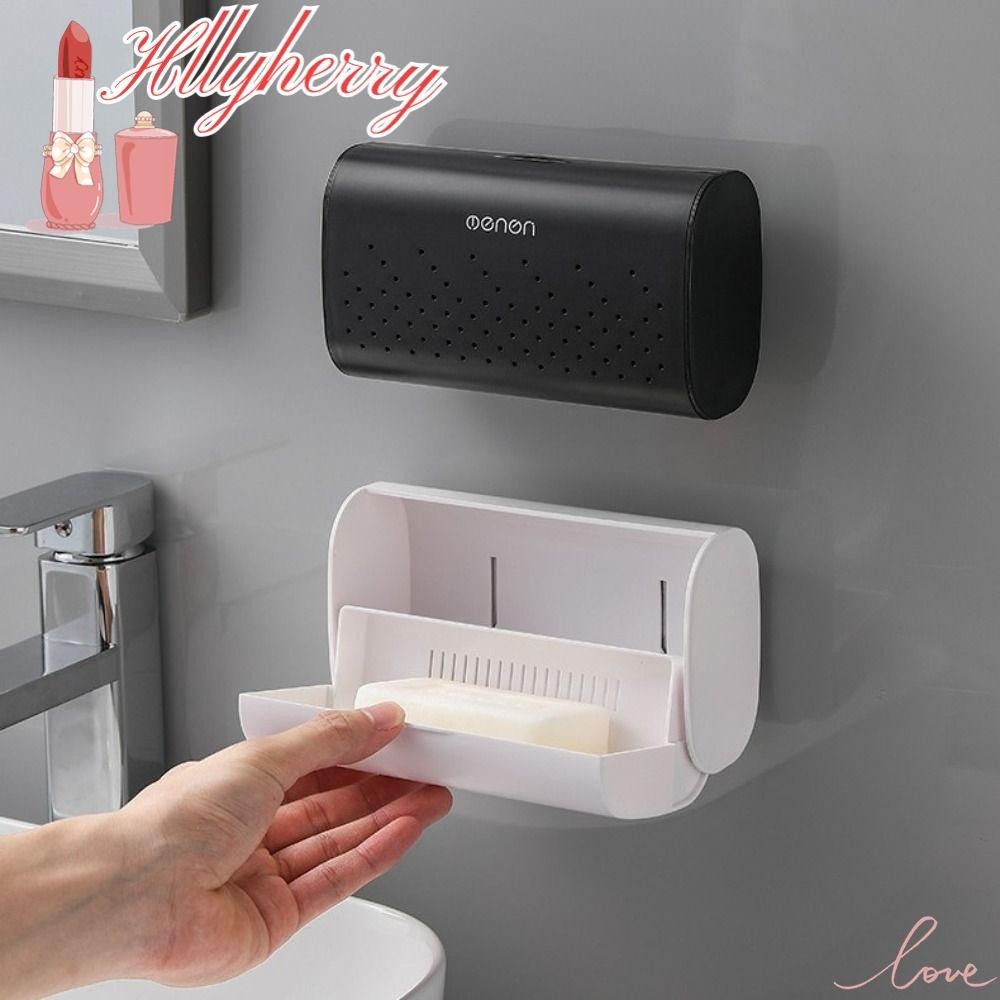 Hllylyherry Caixa De Sabonete Para , Saboneteira De Parede Com Economia De Espaço , Durável Tampa Flip Lid Easy to Clean Waterproof Soap Bathroom